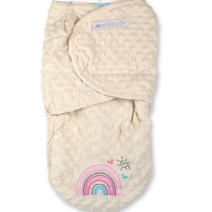 petite lamour super soft rainbow swaddle white ivory blanket